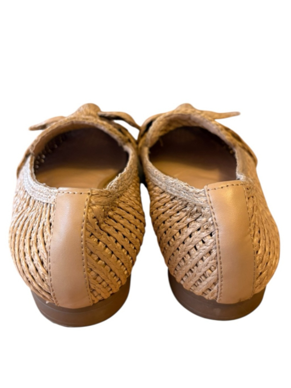 Charles David Woven Raffia Bow Loafers, 9.5, Pointed Toe Slip On Resort Chic - Picture 6 of 12